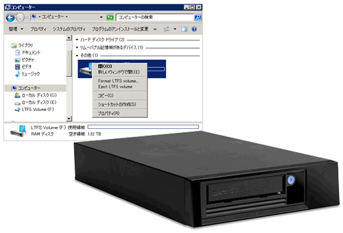 LTFSフォーマット時の見え方